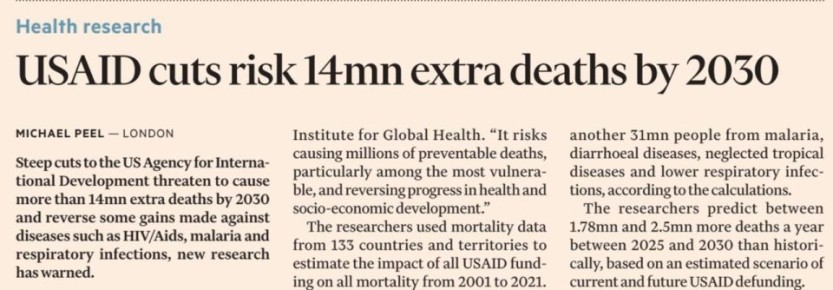 Financial Times:  USAID   14     2030 