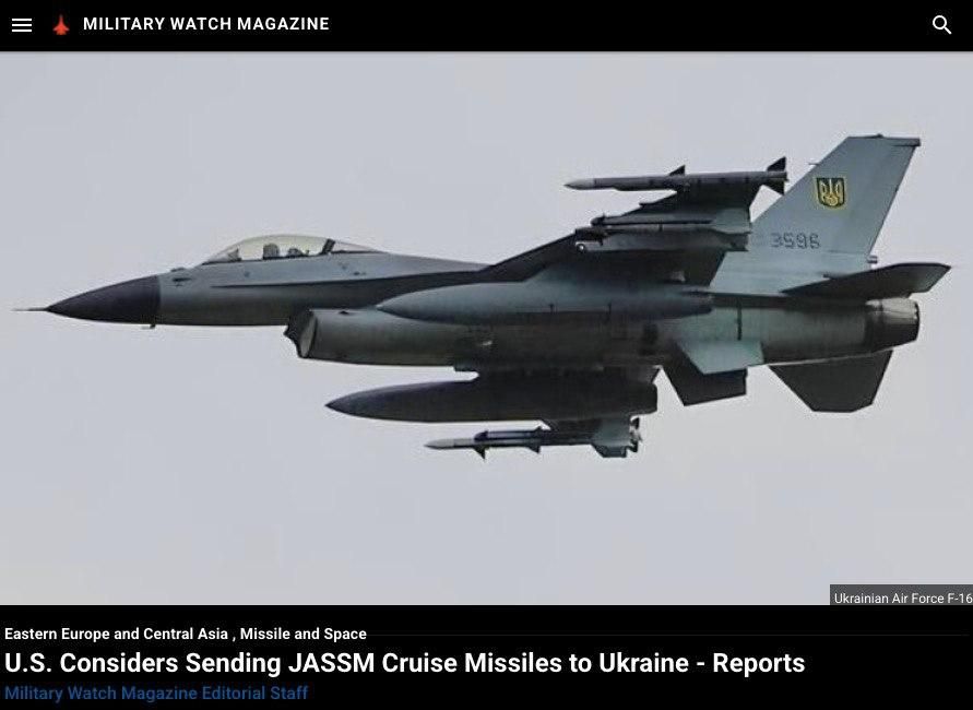       JASSM  F-16  Military Watch Magazine