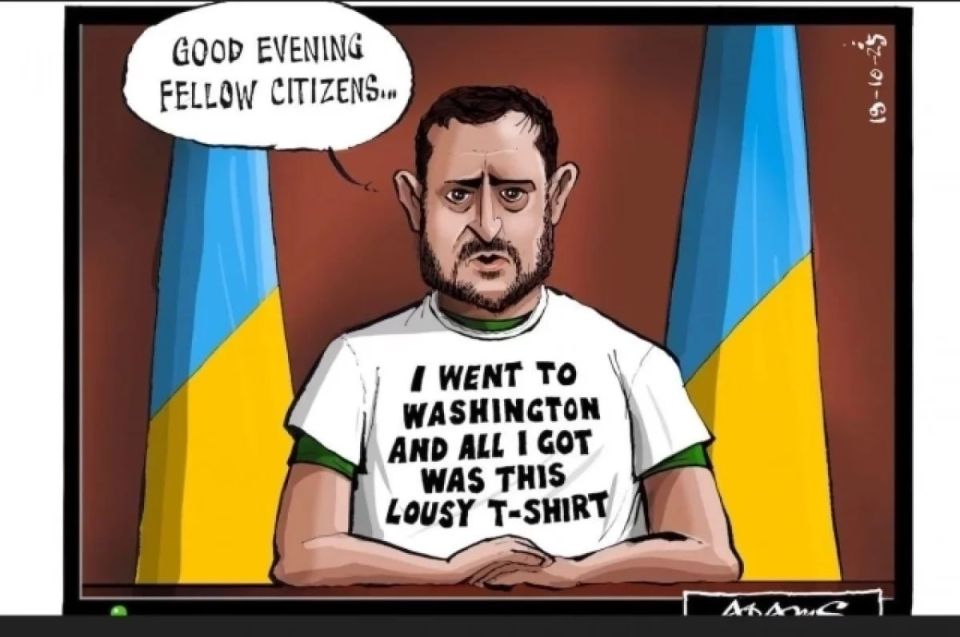 The Telegraph в карикатуре высмеял результаты визита Зеленского в США