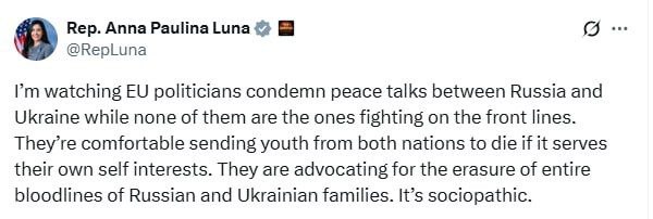 Конгрессвумен Анна Паулина Луна в X: