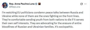 Конгрессвумен Анна Паулина Луна в X: