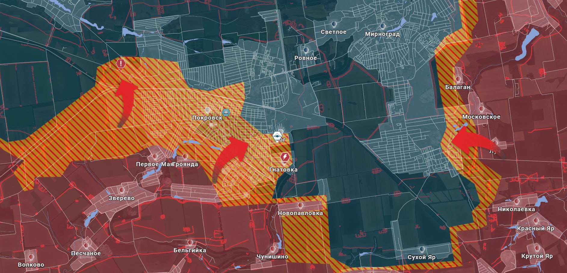 Русский флаг в Покровске. продвижение российских войск на нескольких участках
