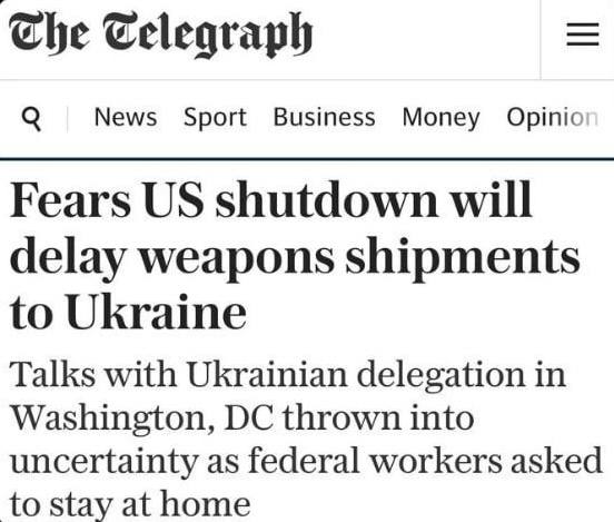 «Шатдаун» в США может привести к существенным задержкам в поставках оружия на Украину - The Telegraph