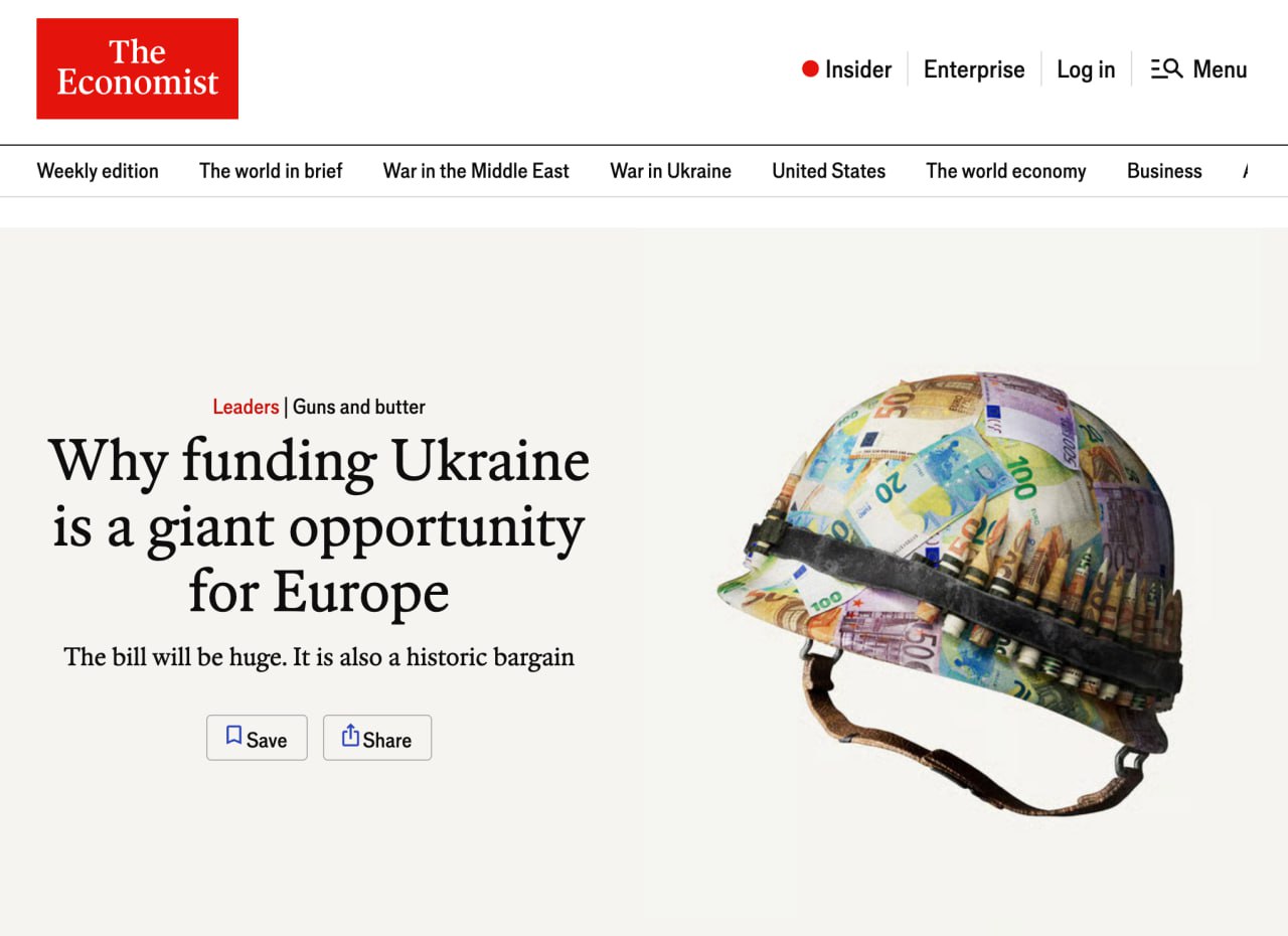 По мнению журнала The Economist, война на Украине —«выгодная сделка для Евросоюза