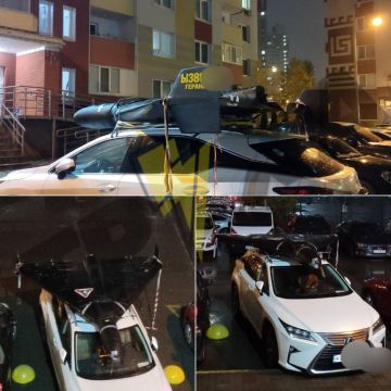 В Киеве кто-то привязал "Герань" на крышу машины