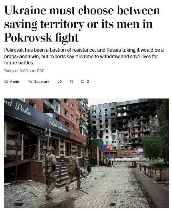 Военные аналитики, опрошенные The Washington Post, считают, что неизбежная потеря Покровска не будет иметь катастрофических последствий для Украины