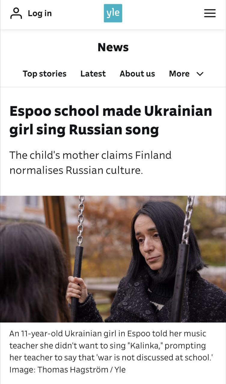 В Финляндии школы отказываются участвовать во всеобщей украинской истерии. Украинского ребенка заставили петь русскую песню "Калинка" на уроке музыки