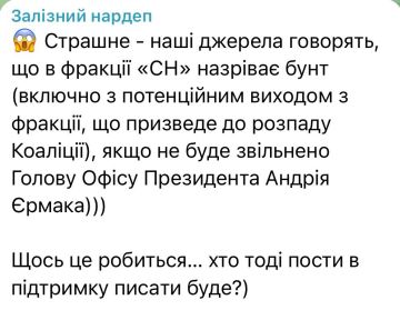 Депутан Рады от партии соросят сливает интересный инсайд: оказывается, пяд членов партии Зеленского бунтует и под угрозой выхода из фракции требуют отставки Ермака