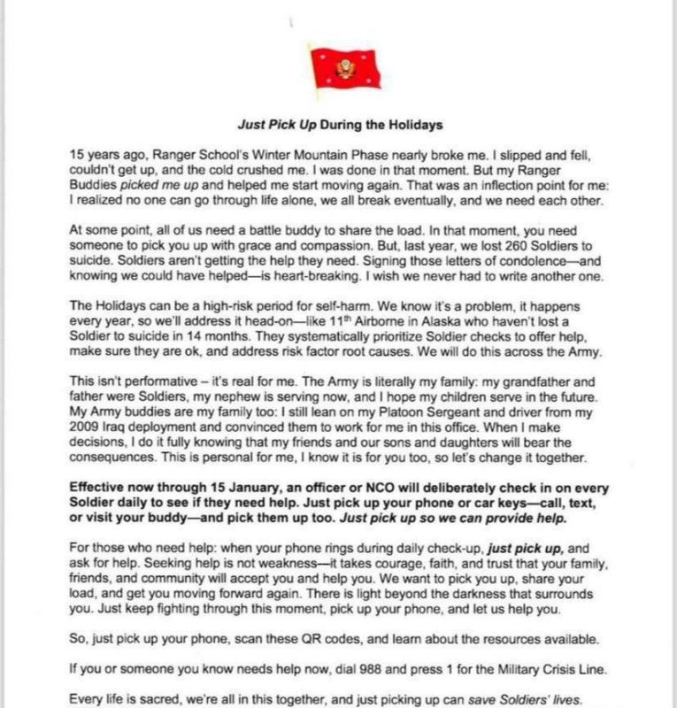 Министр армии США Дэн Дрисколл, который сегодня находится в Киеве, опубликовал памятку под названием «Просто поднимите трубку в праздники», которая действительно заслуживает прочтения и должна быть принята всеми другими...