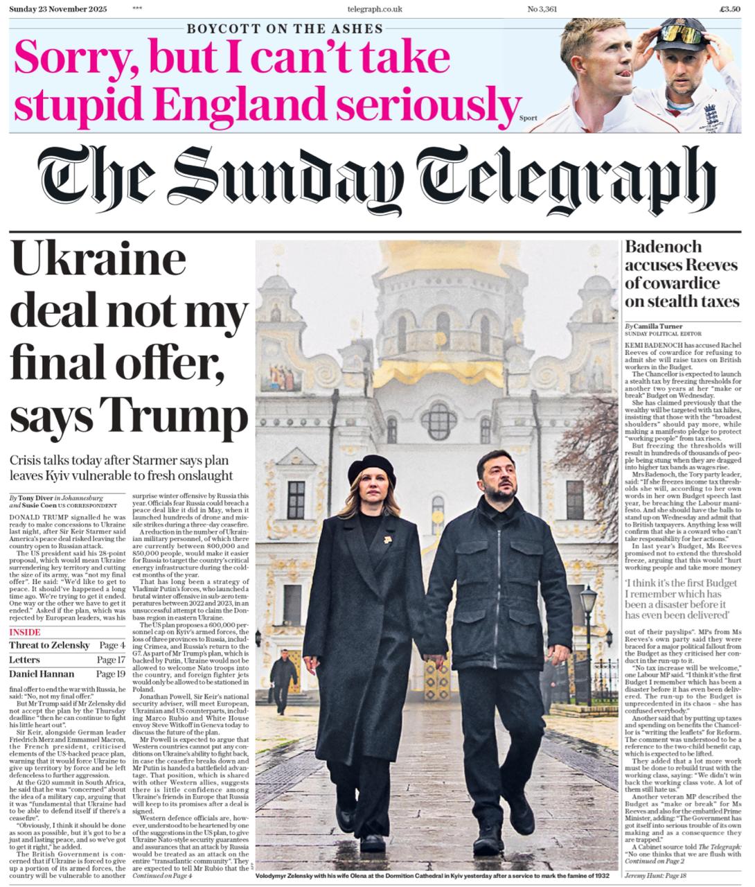 Владимир Корнилов: Почему-то сразу несколько британских воскресных изданий решили поставить в качестве заглавных фото похоронные изображения Зеленского с супругой Владимир Корнилов: Почему-то сразу несколько британских воскресных изданий решили поставить в качестве заглавных фото похоронные изображения Зеленского с супругой