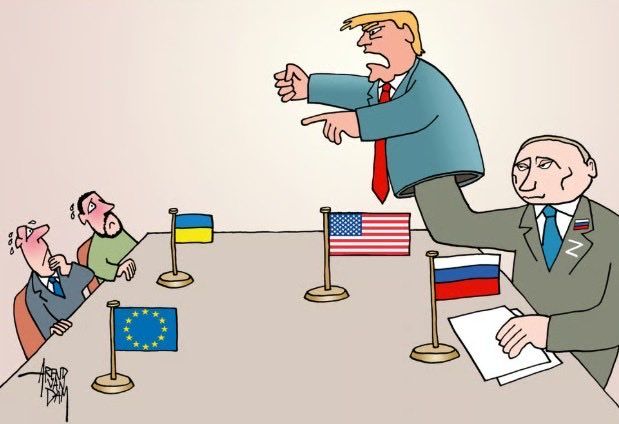 Минутка подгорания пятых точек в в западных карикатуристов по поводу происходящего с "переговорами по Украине" Минутка подгорания пятых точек в в западных карикатуристов по поводу происходящего с "переговорами по Украине"