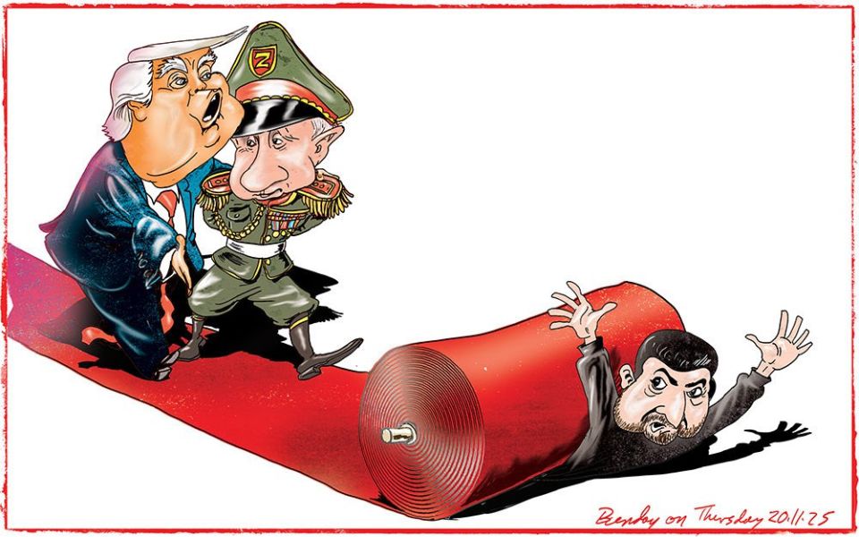 Минутка подгорания пятых точек в в западных карикатуристов по поводу происходящего с "переговорами по Украине" Минутка подгорания пятых точек в в западных карикатуристов по поводу происходящего с "переговорами по Украине"