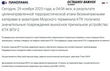 Атака украинских БПЛА вывела из строя нефтяной причал КТК под Новороссийском