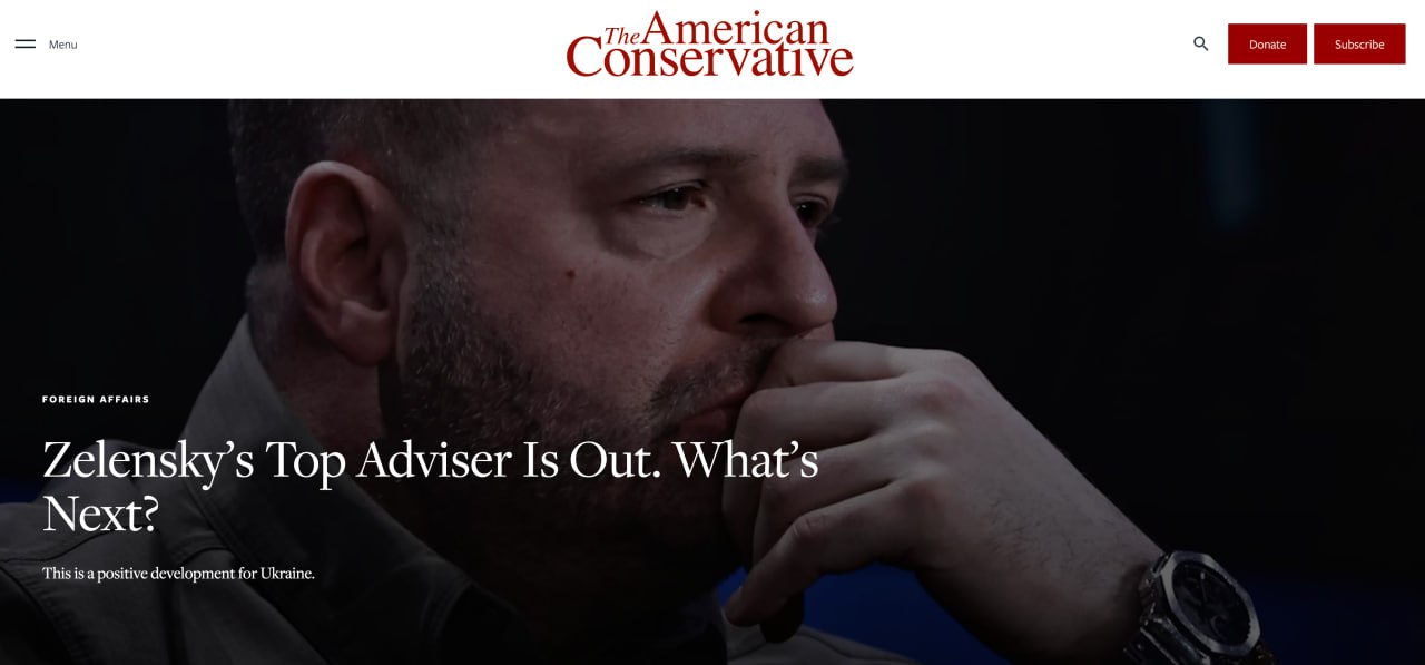 Колумнист газеты The American Conservative считает, что отставка Ермака ломает жёсткую переговорную линию Киева