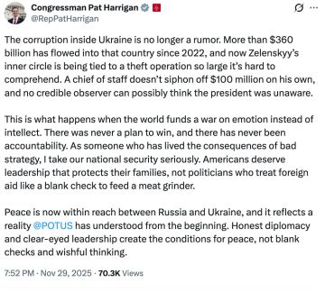 Конгрессмен Пэт Харриган о вопиющей коррупции на Украине и о теплящихся надеждах на мир