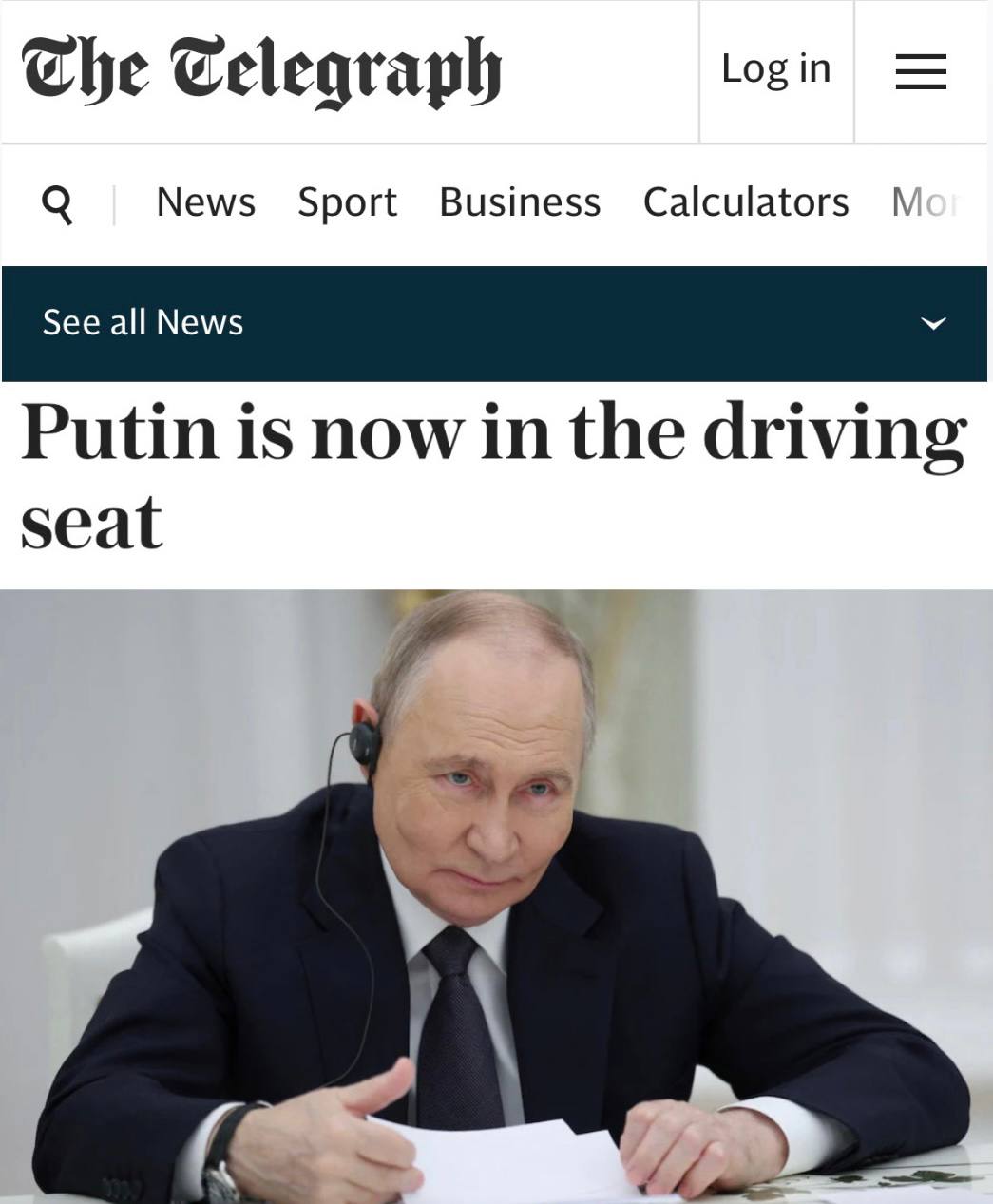 «Путин теперь у руля»: The Telegraph признает, что Россия победила и теперь будет диктовать условия