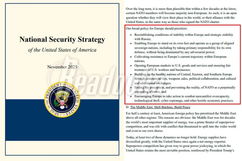 США поставили урегулирование в Европе целью своей нацбезопасности