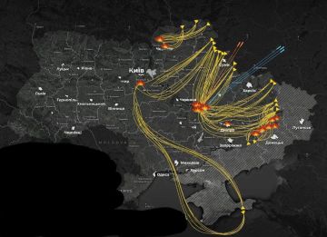 Схема ночных ударов ВС РФ по целям на территории Украины