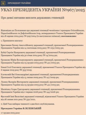 Диктатор Зеленский лишил госстипендий ряд известных украинских спортсменов