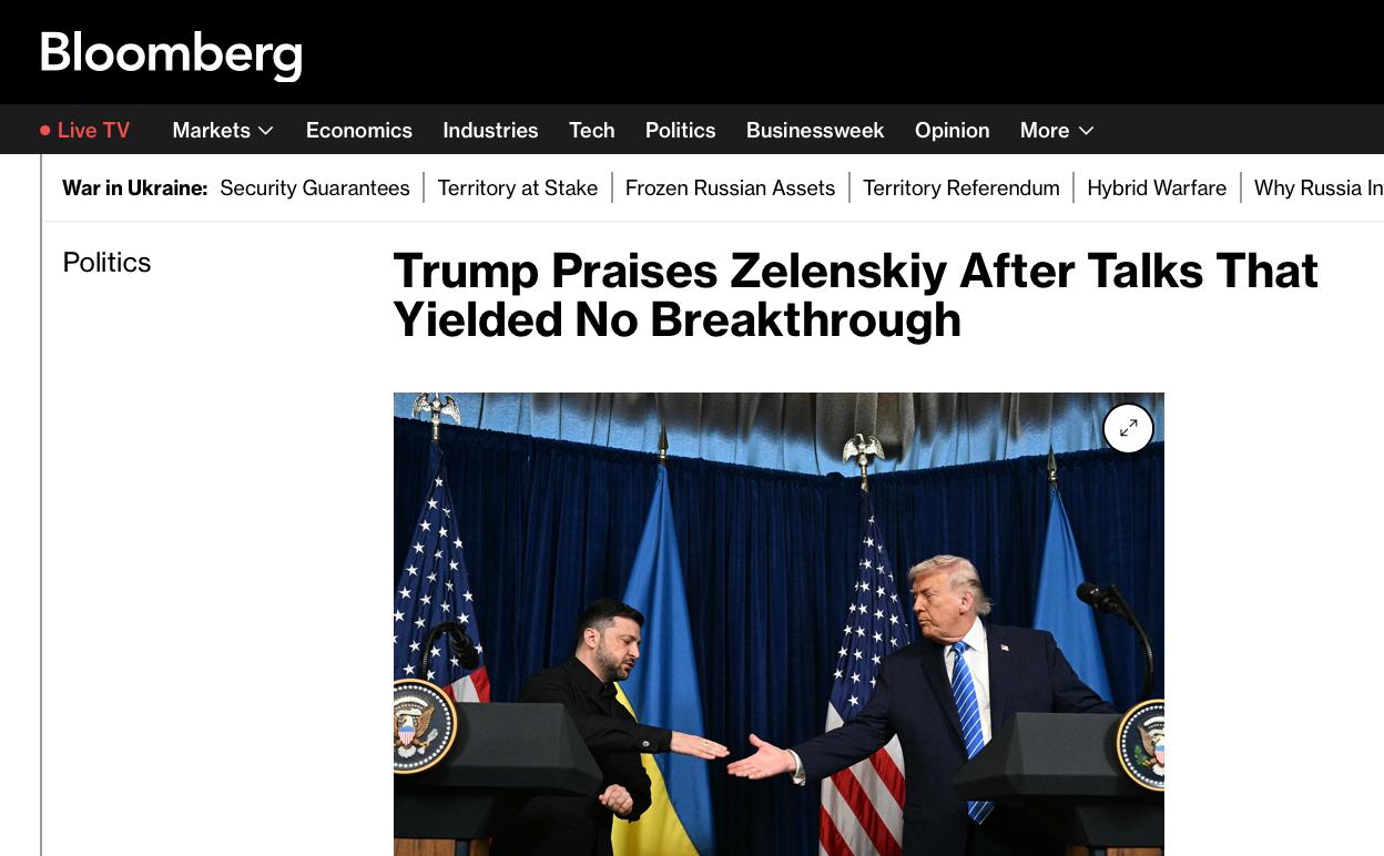 Западные СМИ «не увидели» прорыва после встречи Трампа и Зеленского Западные СМИ «не увидели» прорыва после встречи Трампа и Зеленского