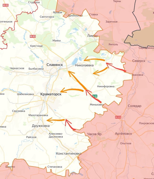 Что происходит около Славянска и Краматорска? ВС РФ наступают со стороны Часова Яра, Бахмута и Северска