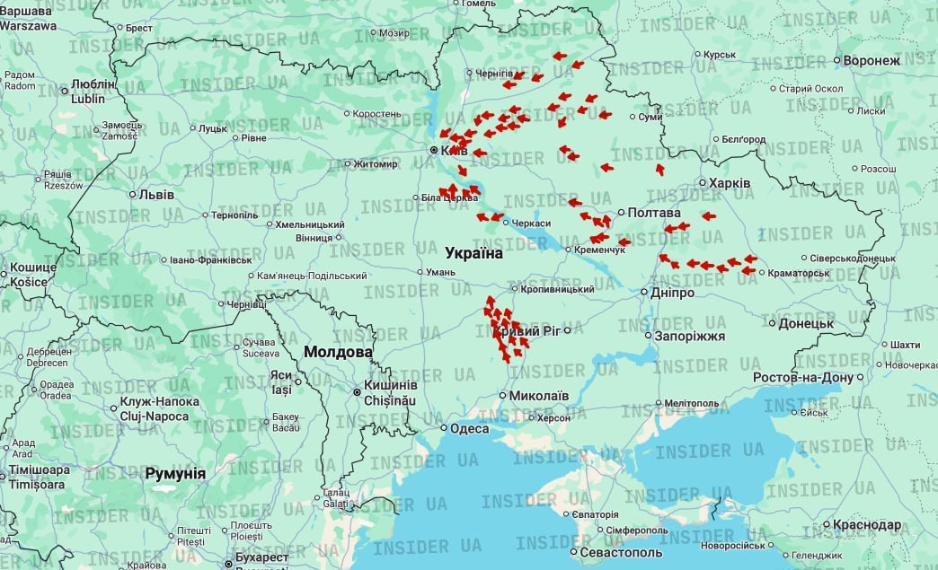 Тем временем, десятки "Гераней" несутся на Киев