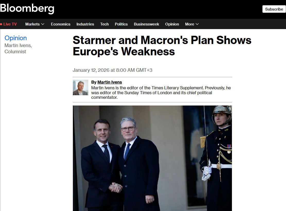 ‘Франко-британская инициатива по размещению миротворцев на Украине не заставит Путина дрожать от страха’ – Bloomberg