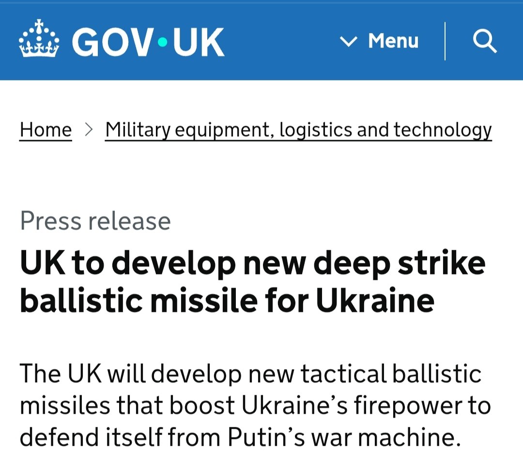 Великобритания разработает для Украины новую "дешёвую" баллистическую ракету Nightfall с боевой частью в 200 кг и дальностью до 500 км