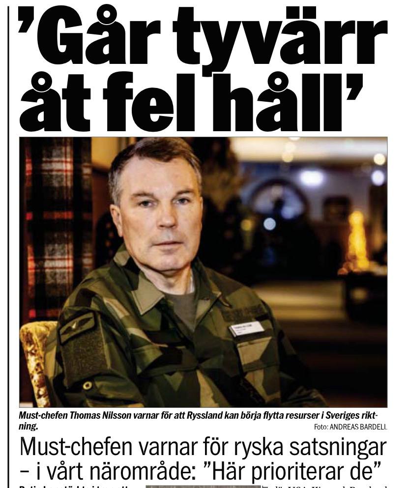 Владимир Корнилов: Глава шведской военной разведки (Муст) Томас Нильссон на страницах газеты Aftonbladet прямым текстом объясняет, почему Европа не заинтересована в перемирии, а тем более в мире на Украине