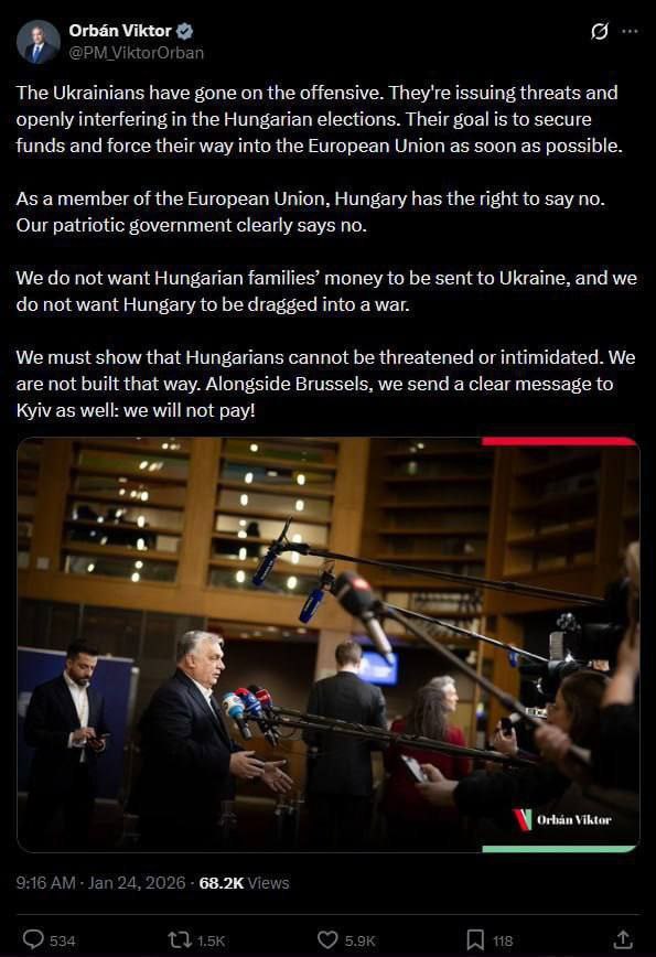 Премьер-министр Венгрии Виктор Орбан обвинил Украину во вмешательстве во внутренние дела своей страны и пообещал заблокировать финансовую помощь ЕС Киеву
