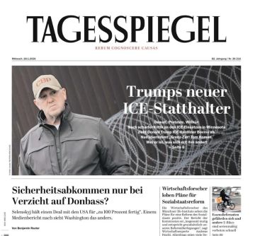 Владимир Корнилов: Немецкая Tagesspiegel с первой полосы тоже сообщает о том, что условием гарантий безопасности США для Украины будет оставление украинскими боевиками Донбасса