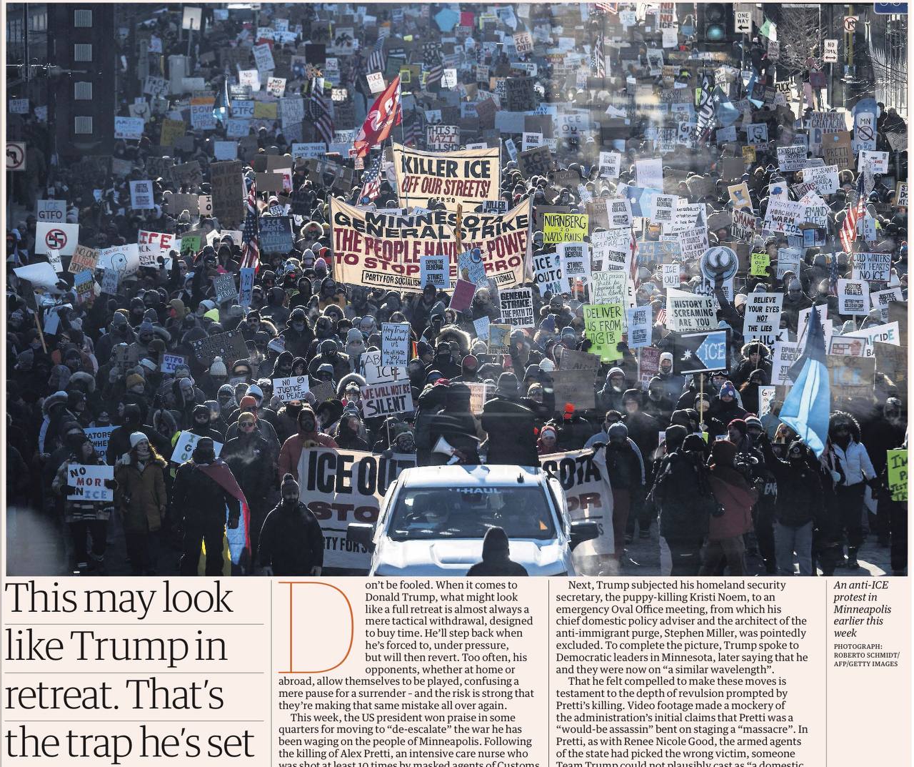 Владимир Корнилов: А вот автор The Guardian Джонатан Фридланд заочно спорит сегодня с Эндрю Нилом, считающим, что Трамп «уже отступает»