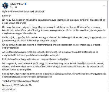 Николай Стариков: Виктор Орбан опубликовал открытое письмо Зеленскому с обвинениями