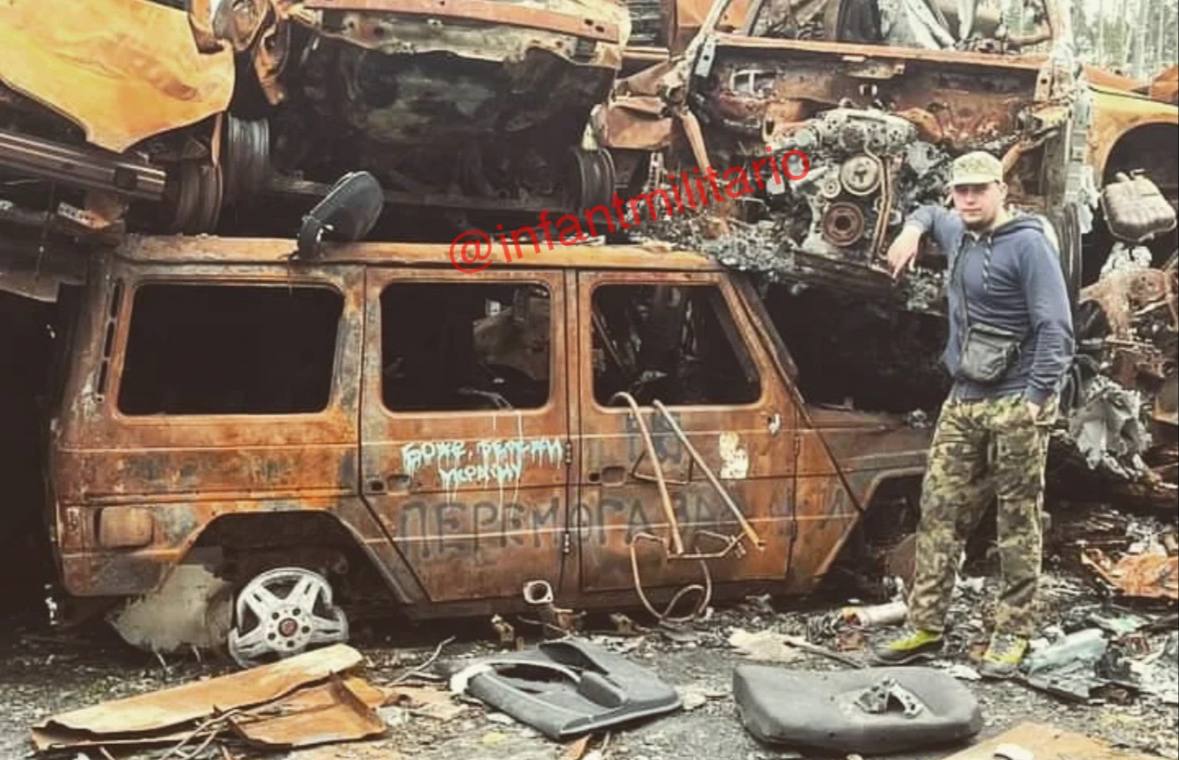 Mercedes-Benz Gelandwagen из Бучи, уничтоженный украинскими войсками и находящийся на свалке металлолома