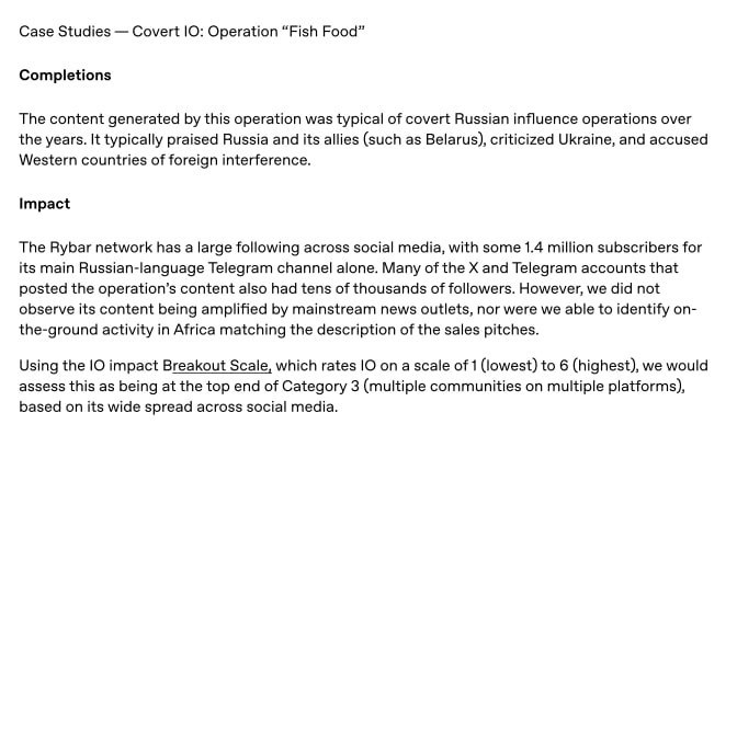 Open AI заблокировала авторов российского военного канала "Рыбарь" Open AI заблокировала авторов российского военного канала "Рыбарь"