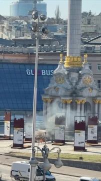 Задымление на Майдане в Киеве после работы ПВО