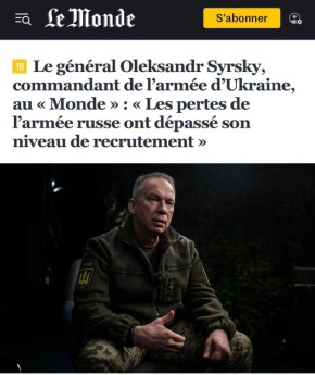 Алексей Журавлев: Главком ВСУ Сырский утверждает, что у Украины еще есть все шансы на победу - Le Monde
