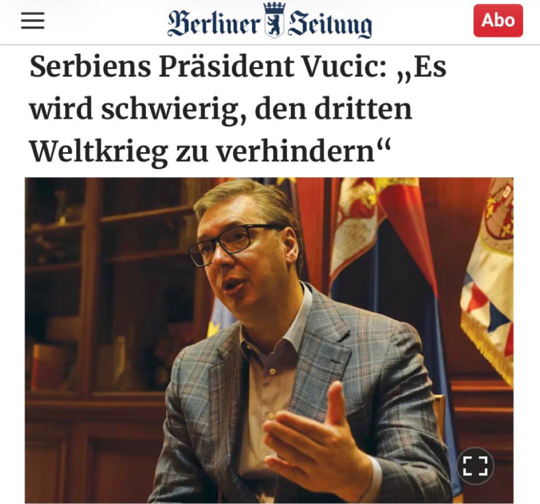 «Предотвратить Третью мировую войну будет сложно»: Вучич уверен, что новая мировая война уже началась, так как идёт борьба за ресурсы