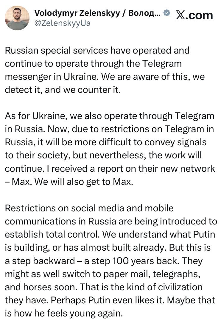 Зеленский - пообещал добраться до мессенджера Max: