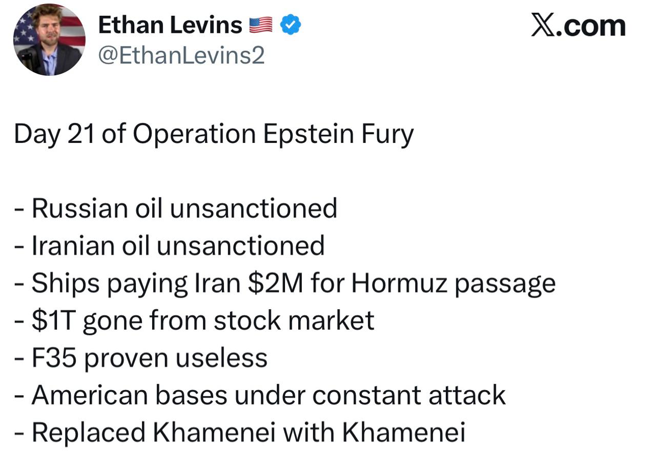 Подводим итоги 21 дня операции "Ярость Эпштейна" с журналистов Итаном Левинсом: