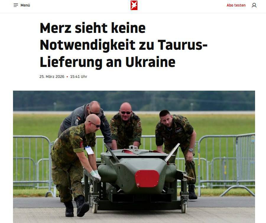 Германия не передаст Украине ракеты Taurus, потому что Киев уже сейчас сам производит гораздо более эффективное дальнобойное оружие, — заявил канцлер Мерц