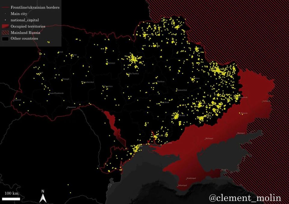 Карта российских ударов по Украине с начала 2026 года по версии англоязычных источников
