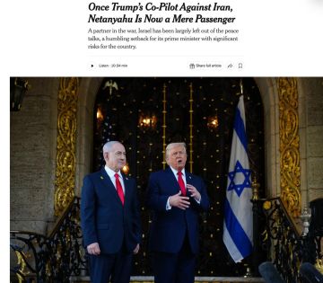New York Times пишет, что Трамп фактически выкинул Израиль как сторону из переговоров с Ираном, считая его «больше союзником по войне», «которого надо сдерживать»