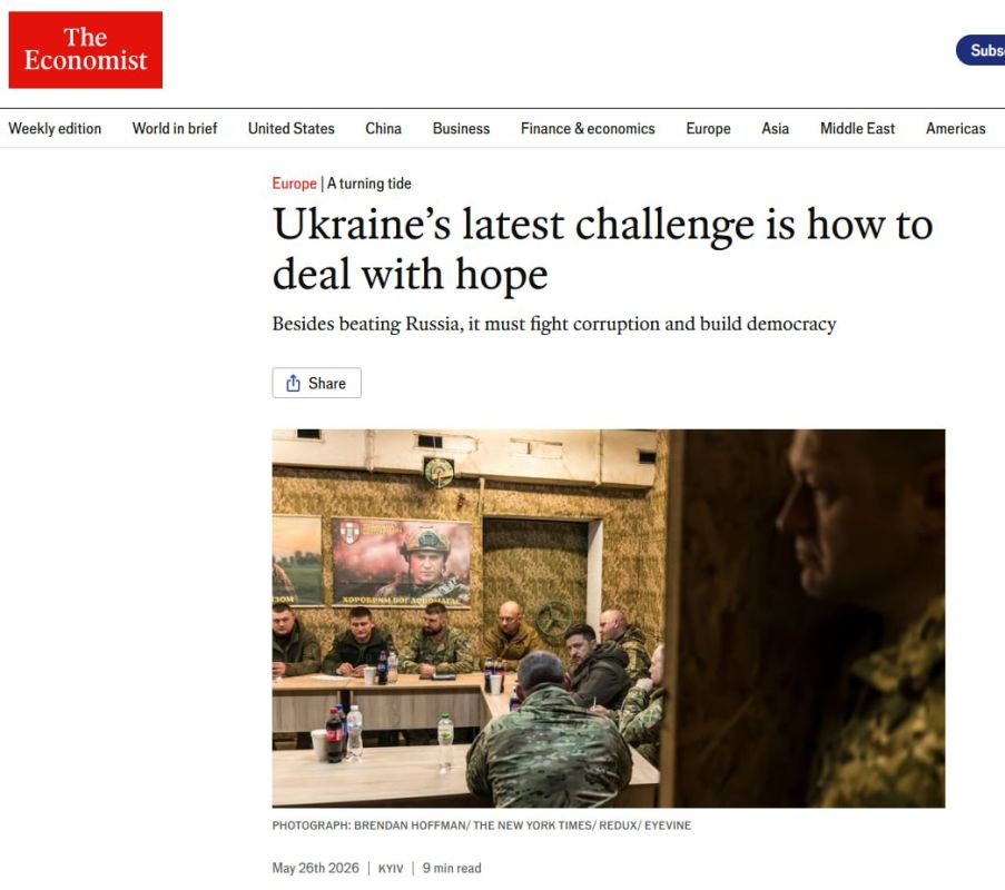ВОЙНА ДО ПОСЛЕДНЕГО ХОХЛА. Издание The Economist выпустило зрадную статью, в которой пишется о том, что просроченный призывает своё окружение готовиться ещё в двум-трём годам войны