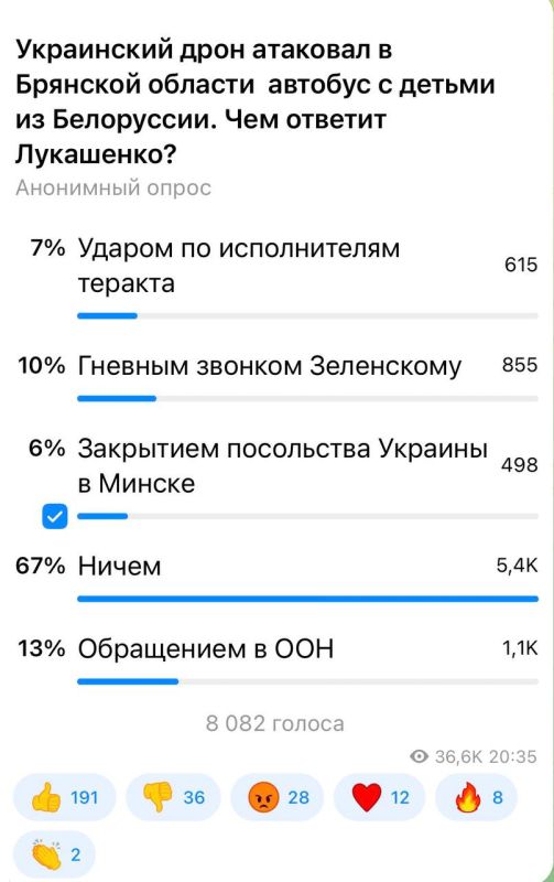 Александр Коц: ОПРОС 67 процентов подписчиков считают, что Лукашенко ничем не ответит