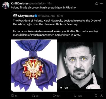 «Польша наконец-то обнаружила сторонников нацизма на Украине» – Кирилл Дмитриев прокомментировал лишение Зеленского ордена Белого орла