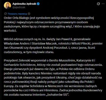 Польша «не позволит себя оскорблять», — министру канцелярии президента Польши Агнешка Яцонжек пришлось разъяснить Зеленскому за что именно у него забрали орден Белого Орла