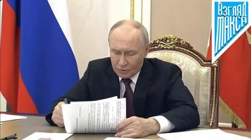 Президент России Владимир Путин во время совещания с членами правительства