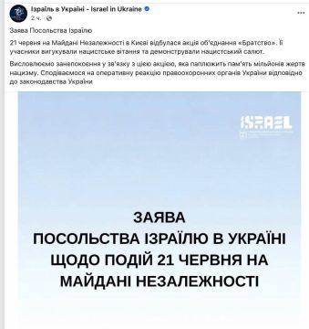 Посольство Израиля на Украине вдруг заявило о нацистских лозунгах на акции, которая проходила на Майдане в Киеве 21 июня