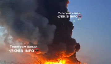 Также сообщается о прилетах в склады под Киевом, на месте сильный пожар